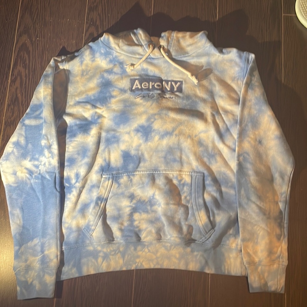 Blue and white tie dye hoodie